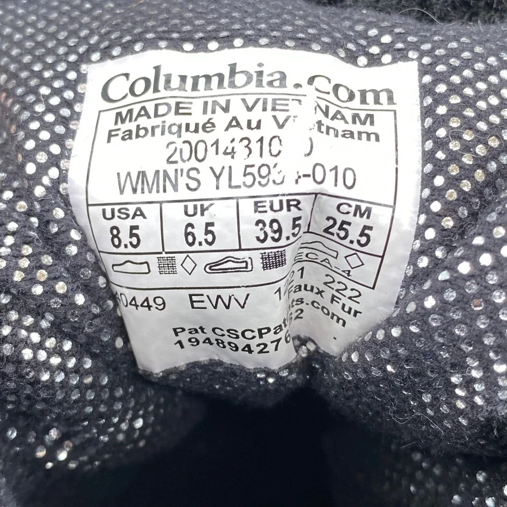 Columbia Keetley Shorty Boots Womens 8.5 Black Waterproof Faux Fur Omni-Heat